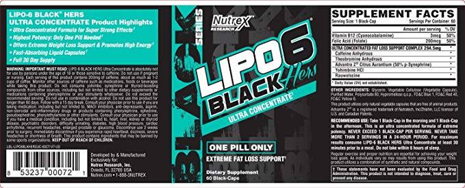 Lipo 6 Hers Black UC 60 capsules - Nutra Best Europe