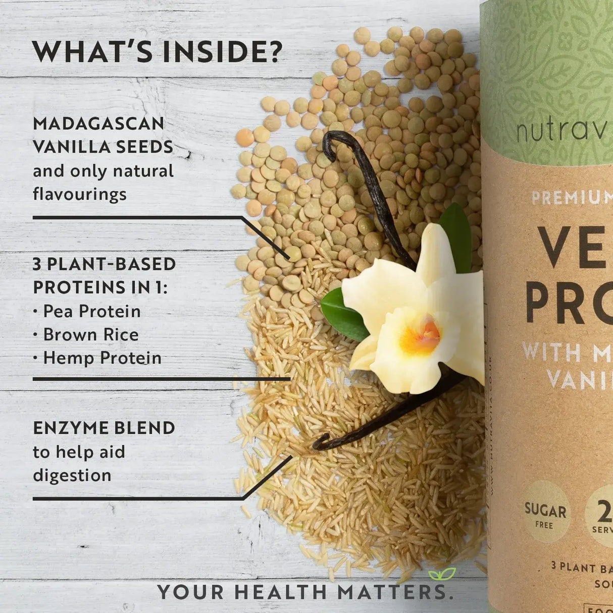 Vegan Protein + Enzymes - 750 g (Vanilla) Nutravita - Nutra Best Europe