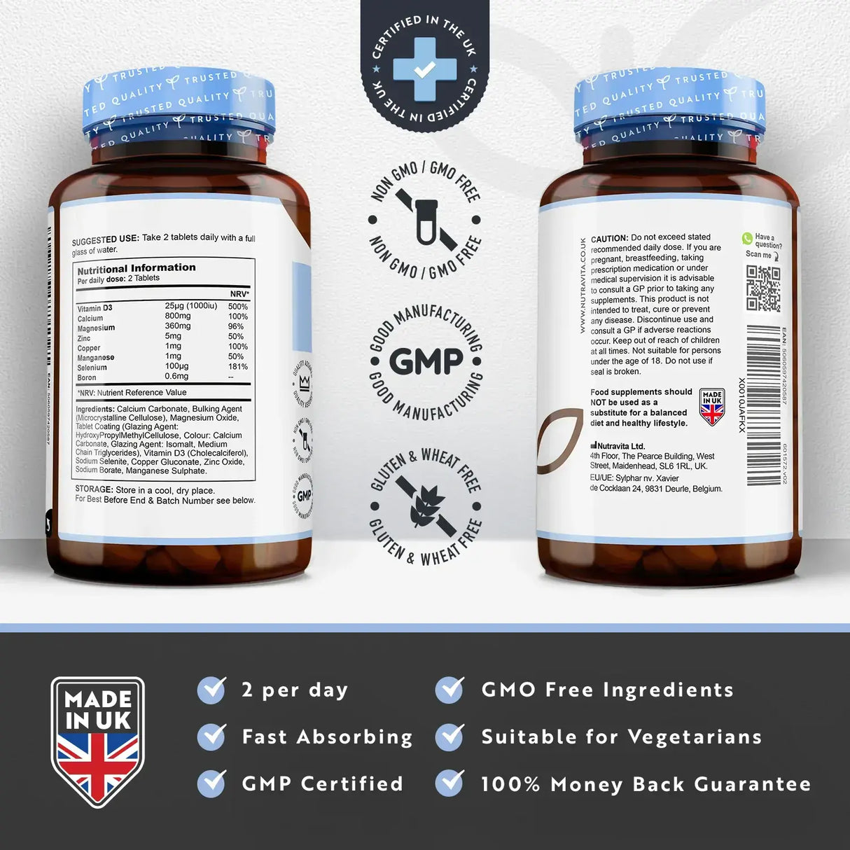 Calcium, Magnesium, Zinc and Vitamin D3 - 365 tablets - Nutra Best Europe