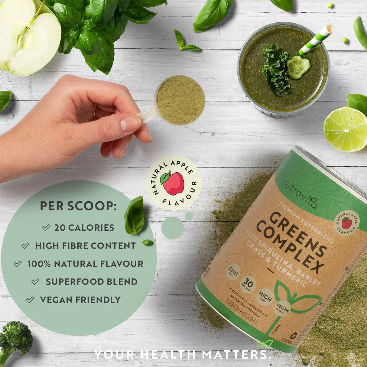 Super Greens Complex (18 active ingredients) 200 g Nutravita - Nutra Best Europe