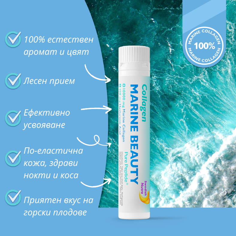 Fish Collagen Marine Beauty 10000 mg with hyaluronic acid 100 mg /20 x 25 ml/ - Nutra Best Europe