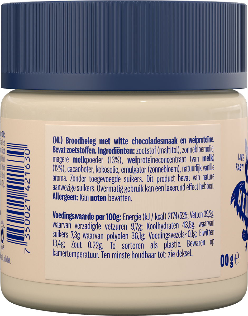 Proteinella White Chocolate 200 g - liquid white chocolate without added sugar and without palm oil - Nutra Best Europe