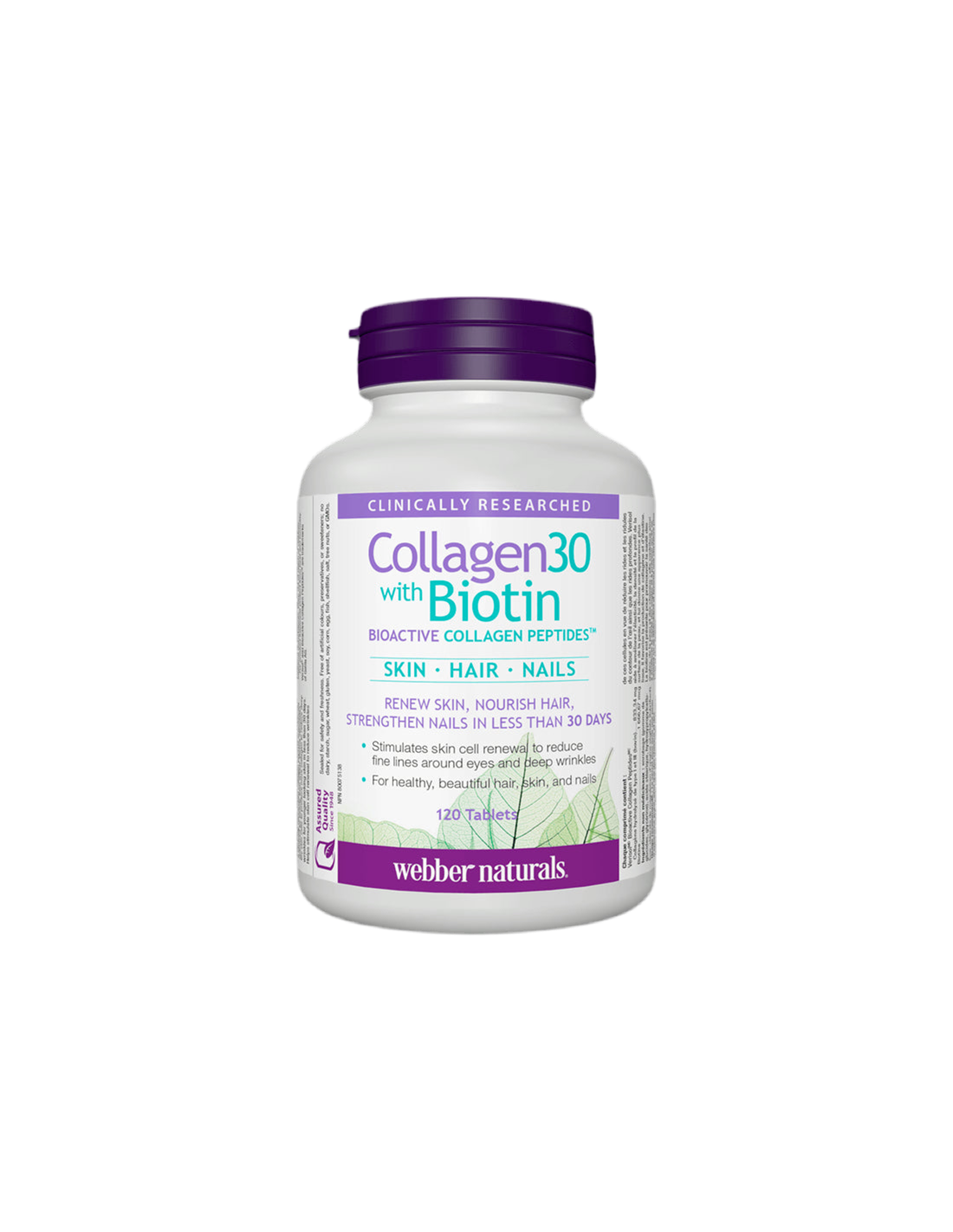 Collagen30® with Biotin / Collagen (bioactive collagen peptides) with biotin, 120 tablets Webber Naturals - Nutra Best Europe
