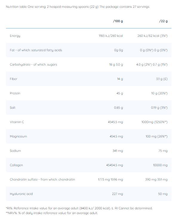Collagen+ Powder | with Hyaluronic Acid, Chondroitin & Vitamin C - 600 grams - Nutra Best Europe