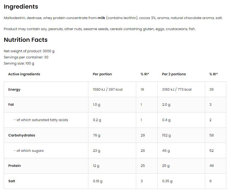 Mass IT / Limited Edition Gainer 3000 grams - Nutra Best Europe