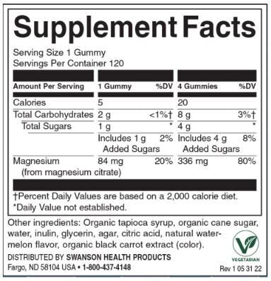 Magnesium Citrate Gummies - Watermelon Flavored 84 mg / 120 Gummies - Nutra Best Europe
