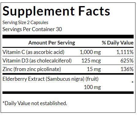 High Potency Ultimate Immune Defense with C, D, Zinc & Elderberry - 60 capsules - Nutra Best Europe
