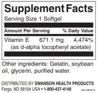 Natural Vitamin E 1000 IU - 250 Gel capsules - Nutra Best Europe