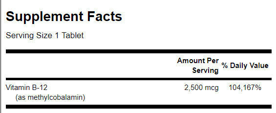 Methylcobalamin B-12 2500 mcg - 60 Tablets - Nutra Best Europe