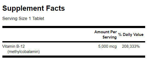 Methylcobalamin B-12 5000 mcg - 60 Tablets - Nutra Best Europe