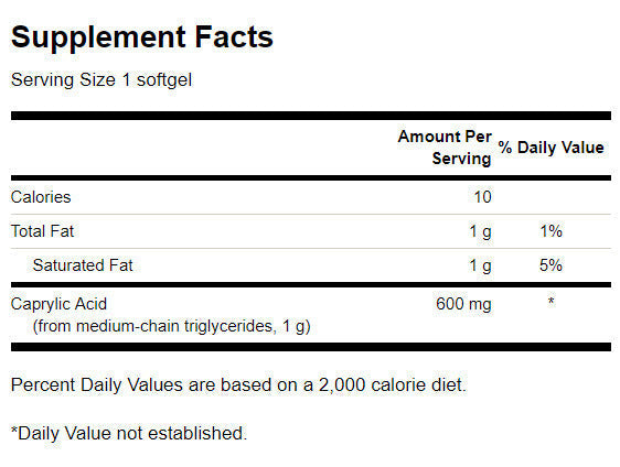 Caprylic Acid 600 mg - 60 Gel capsules - Nutra Best Europe