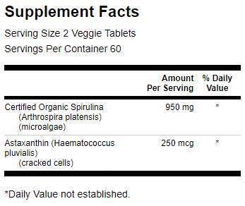 Organic Spirulina & Astaxanthin - 120 Tablets - Nutra Best Europe