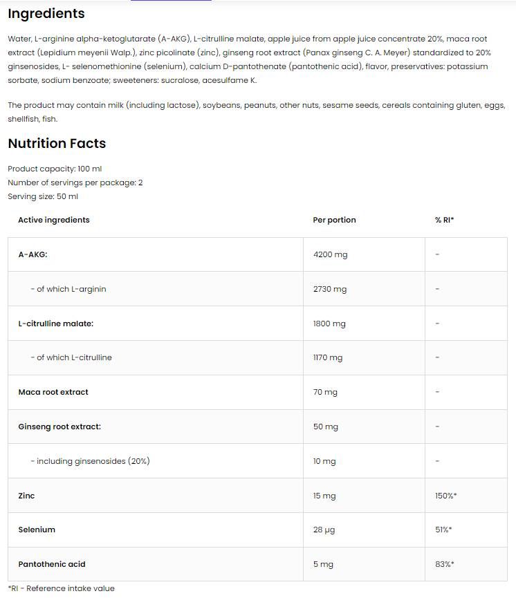 Sex Pro Shot - 20 x 100 ml - Nutra Best Europe