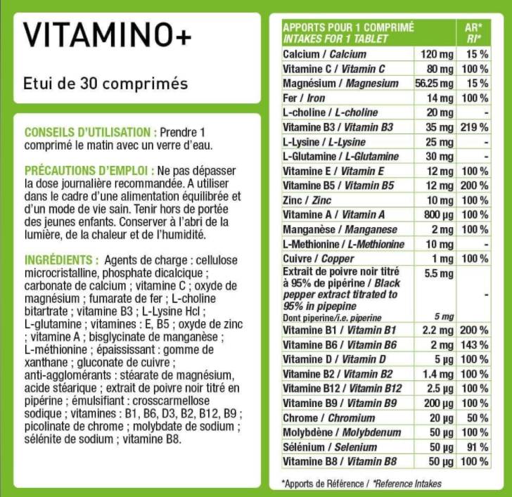 Vitamino+ | Immunity and Fatigue Multivitamin Complex - 30 capsules - Nutra Best Europe