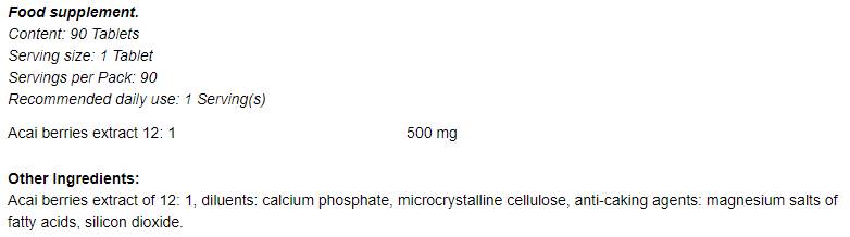 Acai Berry 12:1 500 mg 90 tabletta