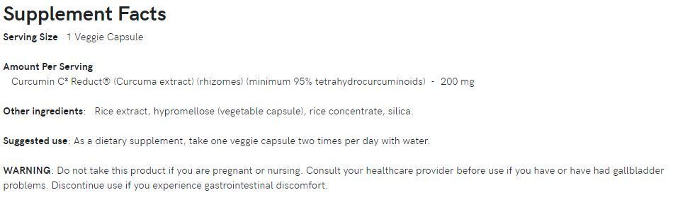 Advanced Tetrahydro-Curcuminoids 95% 200mg./60 Vcaps - 0