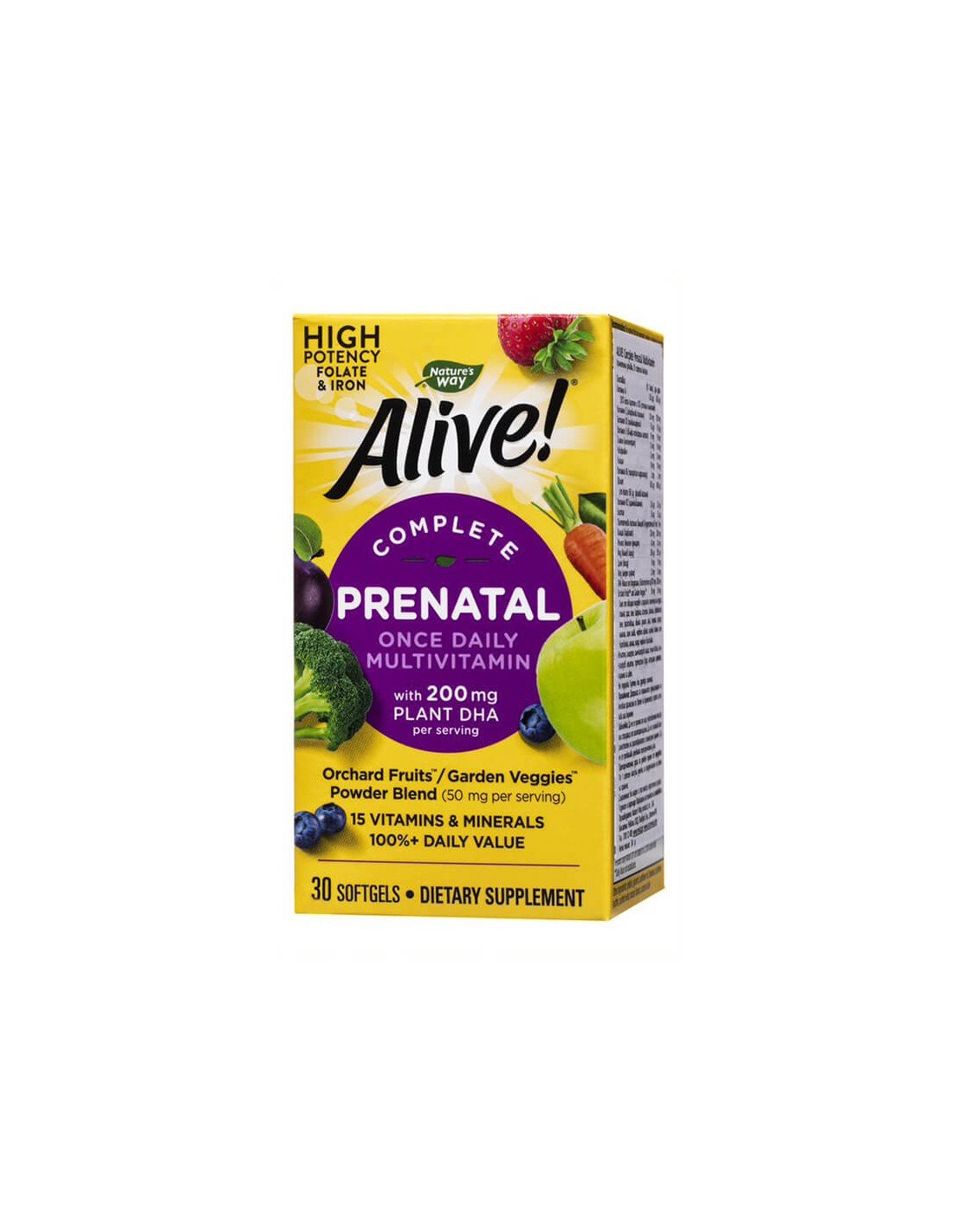<tc>Alive</tc>Teljes értékű terhesvitamin <tc>Alive</tc>! - Multivitaminok terhes és szoptató nők számára (növényi DHA-val), 30 lágyzselatin kapszula Nature's Way