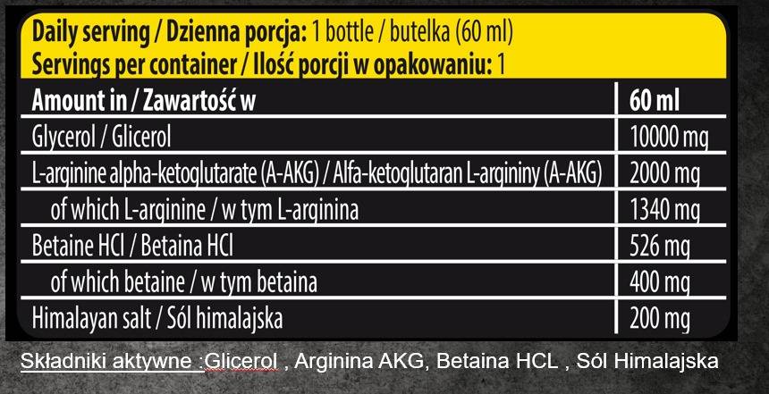 Anabolikus On Stage Pump Shot | Stimulánsmentes glicerin & AAKG Mega Pump - 60 ml