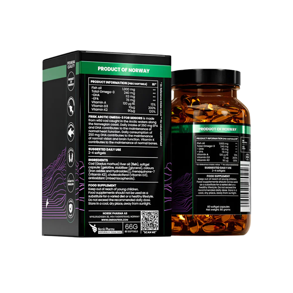 Arctic 50+ – Omega-3 – 100% vadon élő sarki tőkehal – 80 kapszula