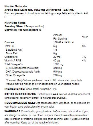 Sarkvidéki tőkehalmáj olaj 1060 mg - 237 ml