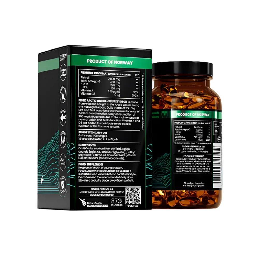 Arctic Pure – Omega-3 100%-ban vadon élő sarki tőkehalból – 60 kapszula