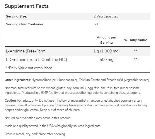 Arginin/Ornitin 500/250 mg - 250 kapszula