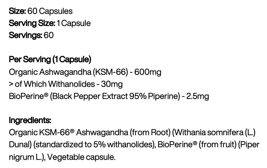 Ashwagandha KSM-66 600 mg - 60 kapszula