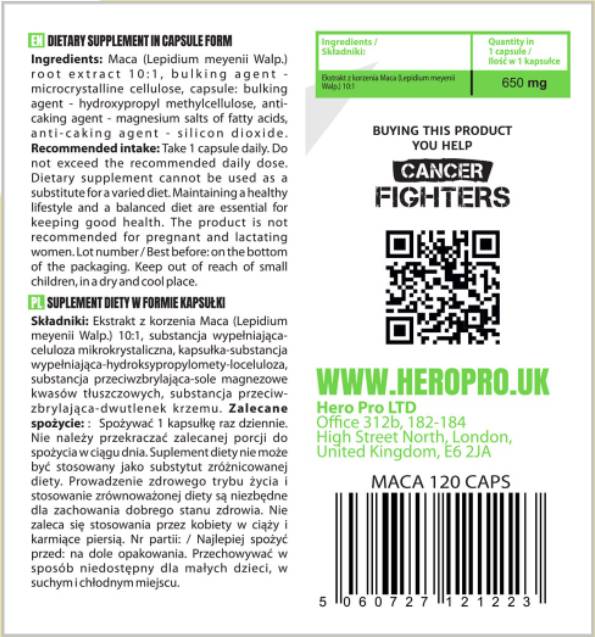 Maca 650 mg - 120 capsules - Nutra Best Europe