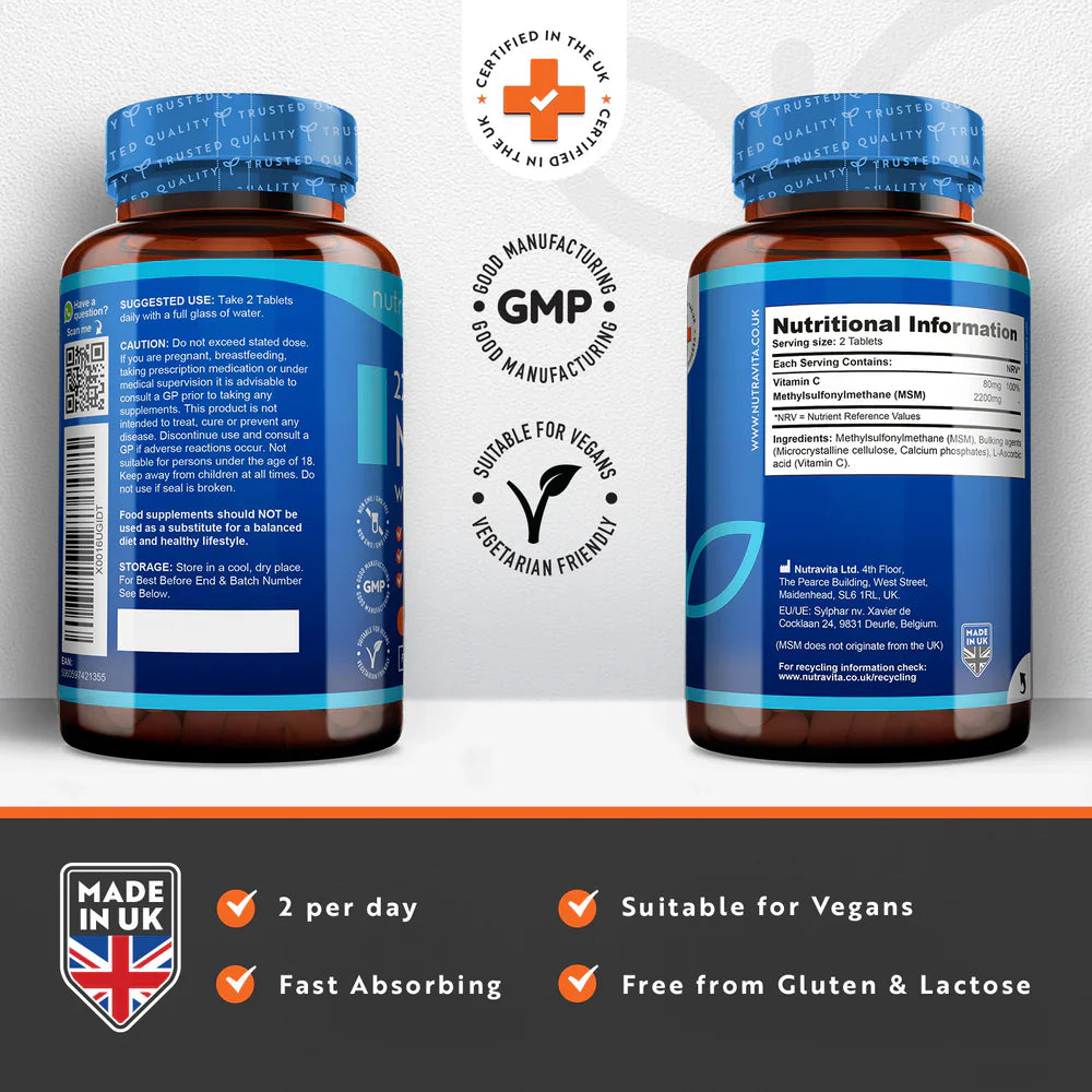 MSM 2200 mg (bones and joints) - 365 tablets - Nutra Best Europe