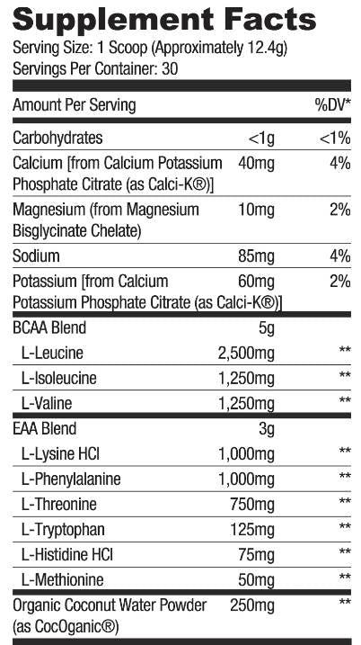 BCAA + EAA | elektrolitokkal & Kókuszvíz - 357~378 gramm