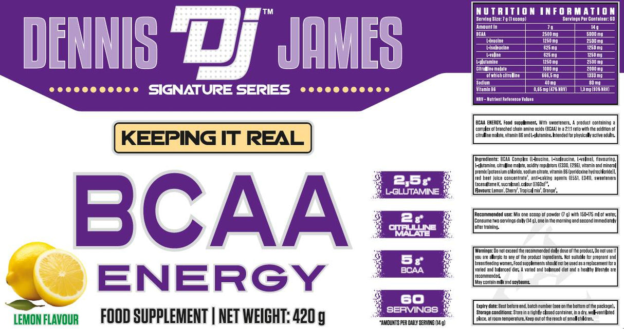 BCAA Energia | L-glutaminnal & L-Citrullin-malát - 420 gramm