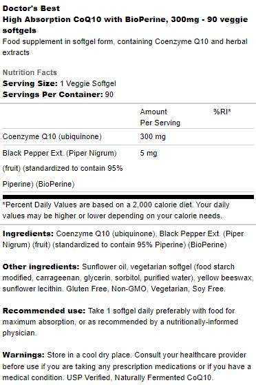 BEST CoQ10 Bioperine 300 mg - 90 gél kapszula