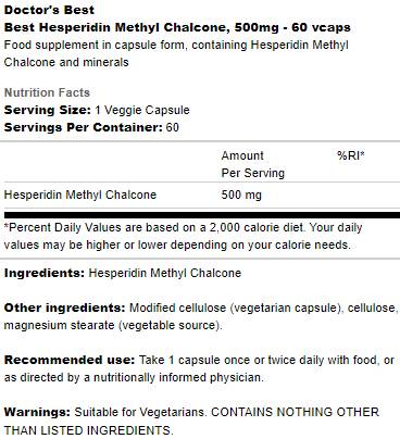 BEST Hesperidin Methyl Chalcone 500 mg - 60 kapszula