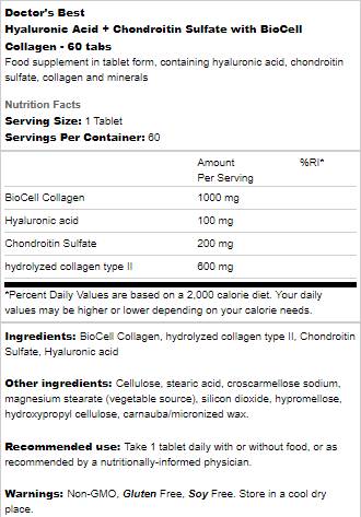 LEGJOBB hialuronsav + kondroitin-szulfát/BioCell kollagénnel - 60 tabletta