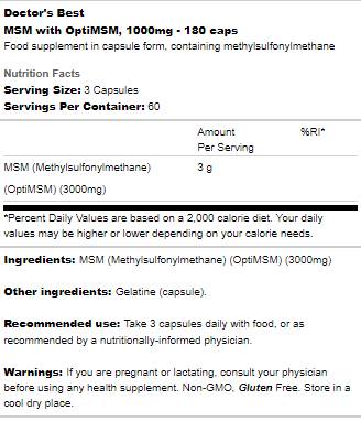 LEGJOBB MSM 1000mg | OptiMSM-mel - 180 kapszula