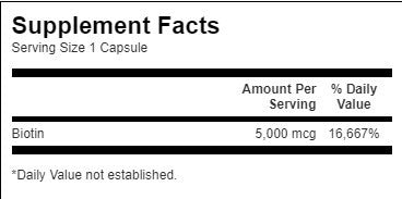 Biotin 5000 mcg - 100 kapszula