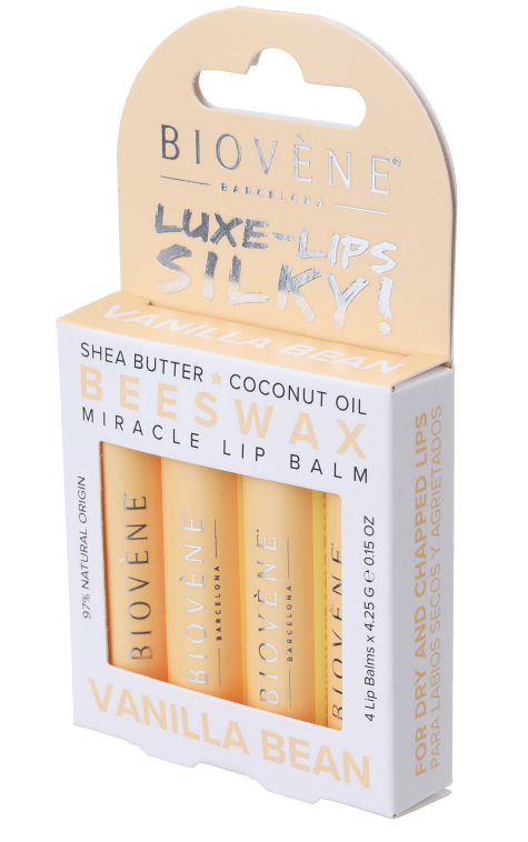 Lip balm with beeswax and vanilla – velvety feel - 4 pieces - Nutra Best Europe