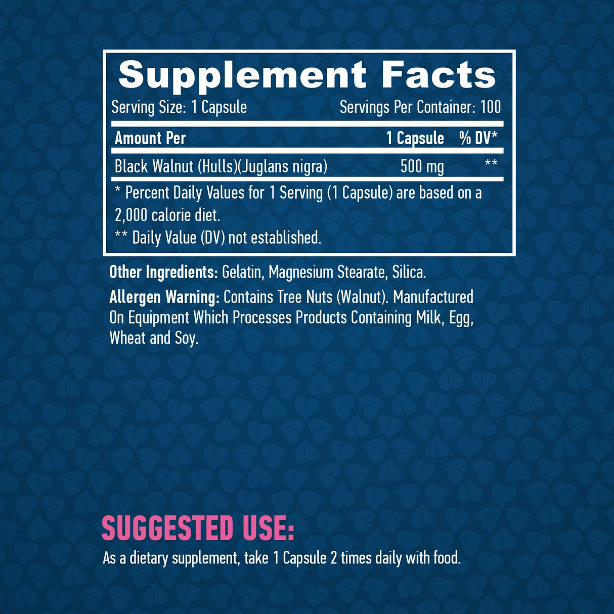 Fekete dióhéj 500 mg./100 kupak.