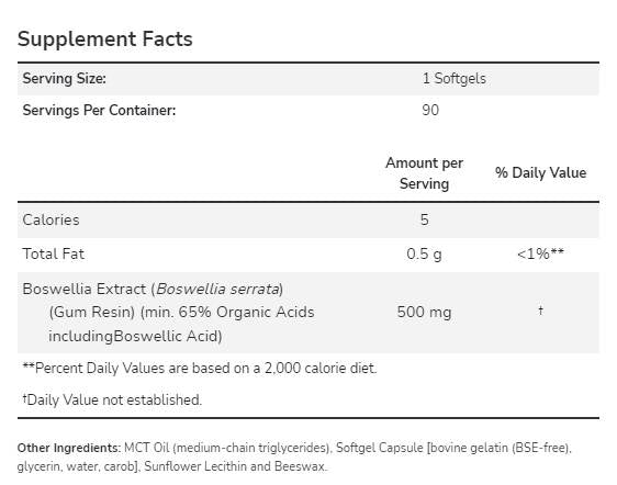 Boswellia kivonat 500 mg - 90 gél kapszula