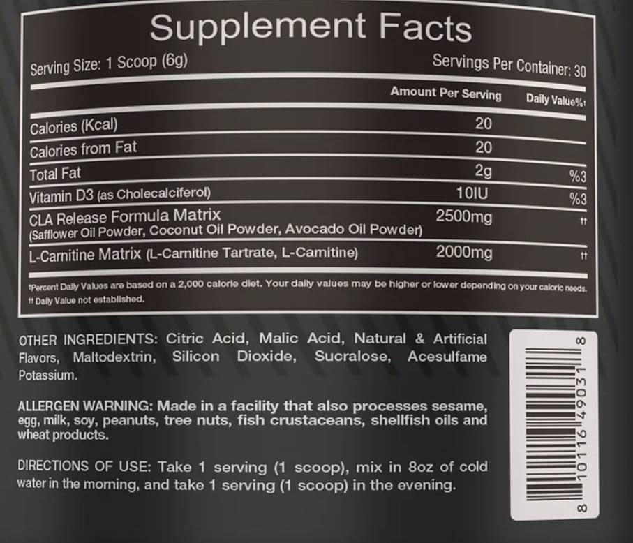 CLA + L-karnitin | Non-Stim Formula 180 gramm