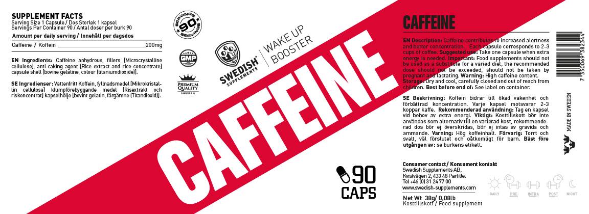 Koffein 200 mg - 90 kapszula