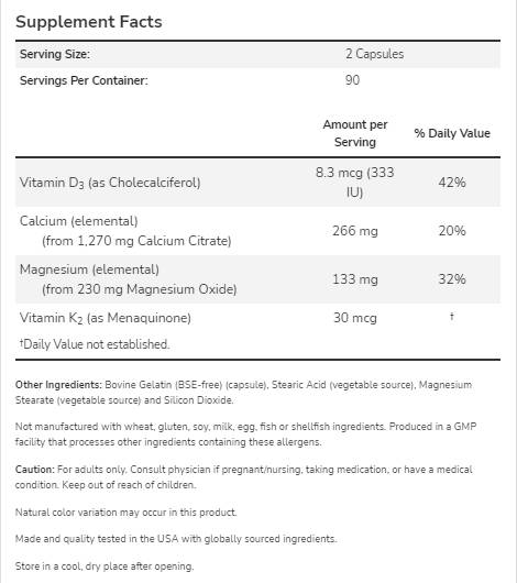 Cal-Mag DK | Kalcium, Magnézium, D3-vitamin + K2 - 180 kapszula
