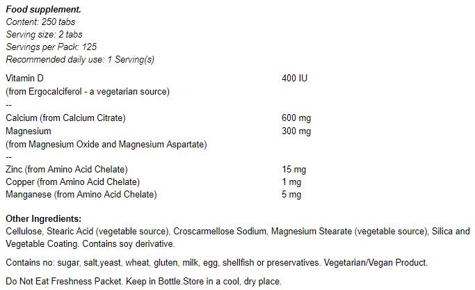 Kalcium-citrát ásványi anyagokkal & D-2-vitamin 300 mg - 100 tabletta