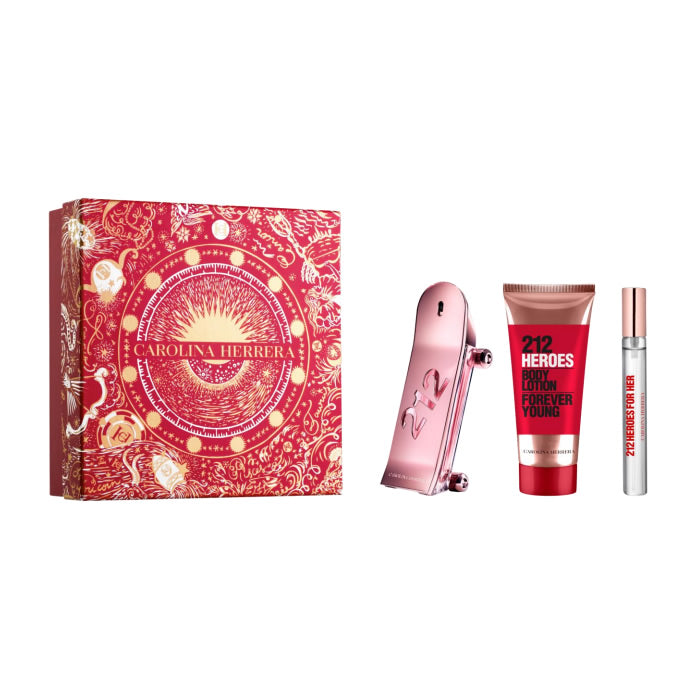 <tc>CAROLINA HERRERA</tc> 212 Heroes For Her Eau De Parfüm Spray 80ml szett 3 darabos karácsonyi 2023