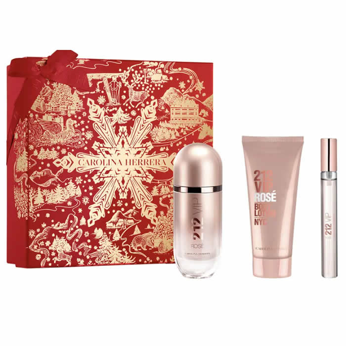 <tc>CAROLINA HERRERA</tc> 212 Vip Rose Eau De Parfüm Spray 80ml Szett 3 Darab