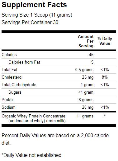 Certified Organic Undenatured Bioactive Whey Protein 340 grams - Nutra Best Europe