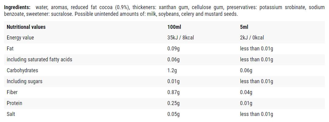 Csokoládé/0 kalória szirup - 500 ml