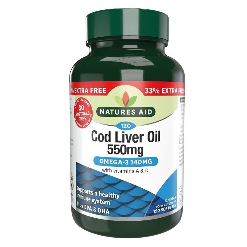 Tőkehalmájolaj 550mg 120 Softgels NaturesAid