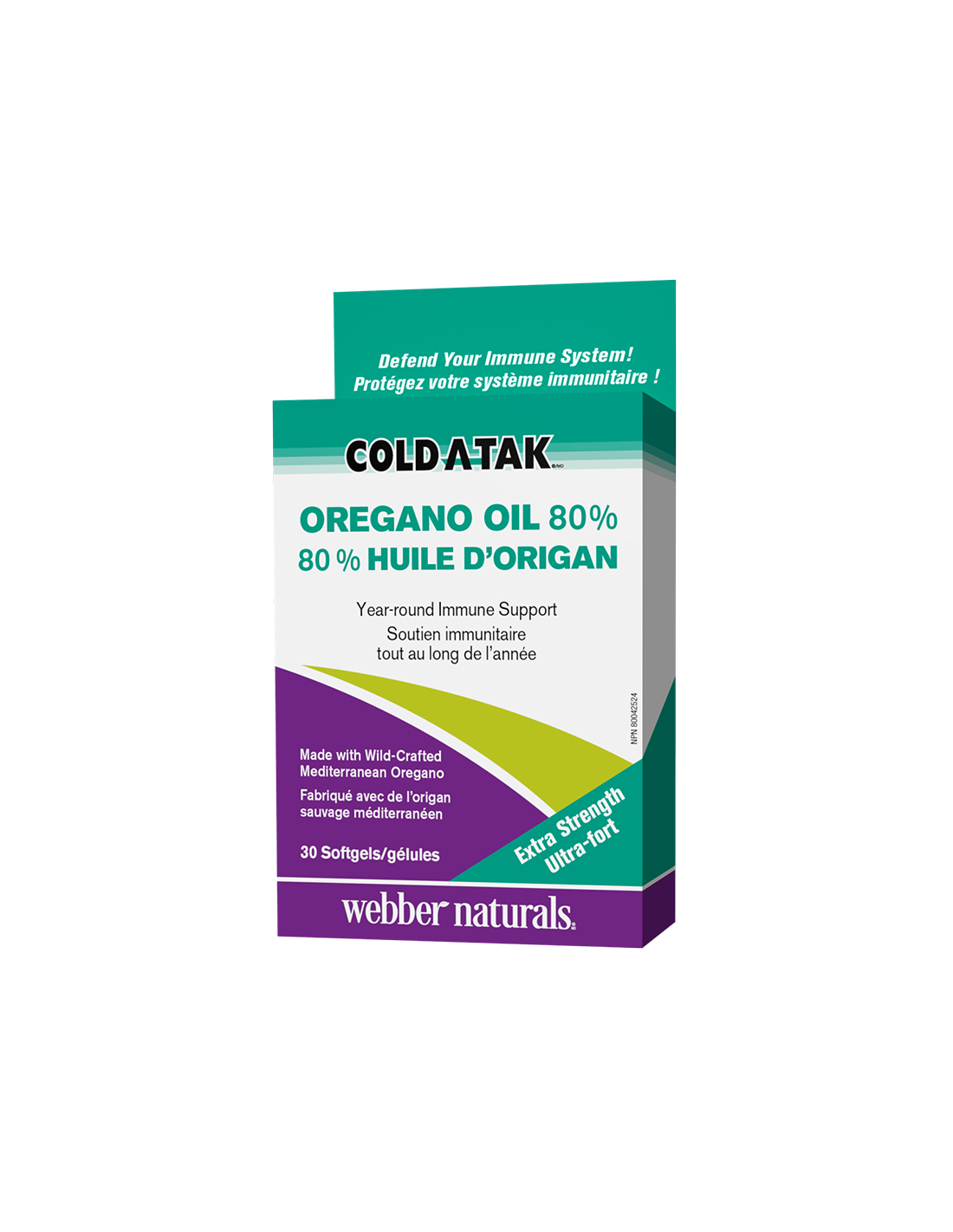 Cold-A-Tak® Oregano Oil Extra Strength/Oregano (olaj/80% carvacrol), 180 mg, 30 lágyzselé kapszula