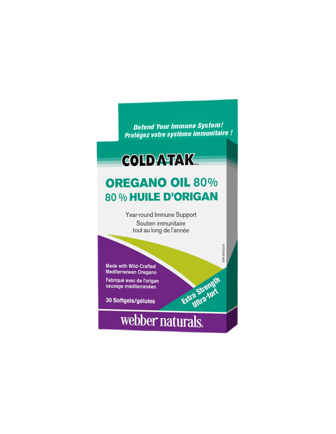 Cold-A-Tak® Oregano Oil Extra Strength/Oregano (olaj/80% carvacrol), 180 mg, 30 lágyzselé kapszula